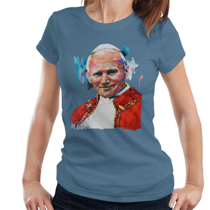 Sidney Maurer Original Portrait Of Pope John Paul II Womens T-Shirt - Womens T-Shirt