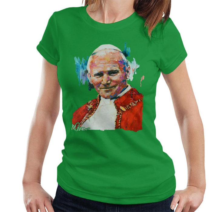 Sidney Maurer Original Portrait Of Pope John Paul II Womens T-Shirt - Womens T-Shirt