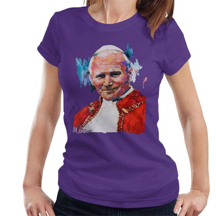 Sidney Maurer Original Portrait Of Pope John Paul II Womens T-Shirt - Womens T-Shirt