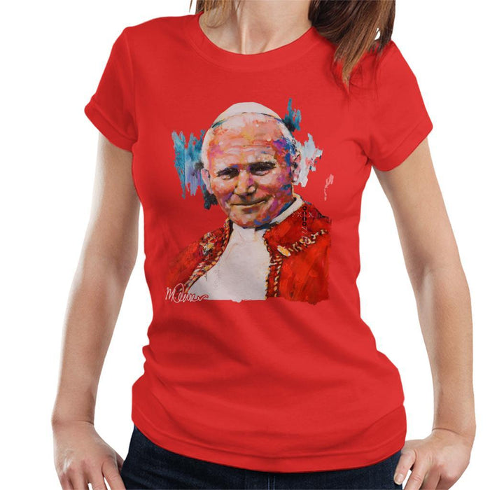 Sidney Maurer Original Portrait Of Pope John Paul II Womens T-Shirt - Womens T-Shirt