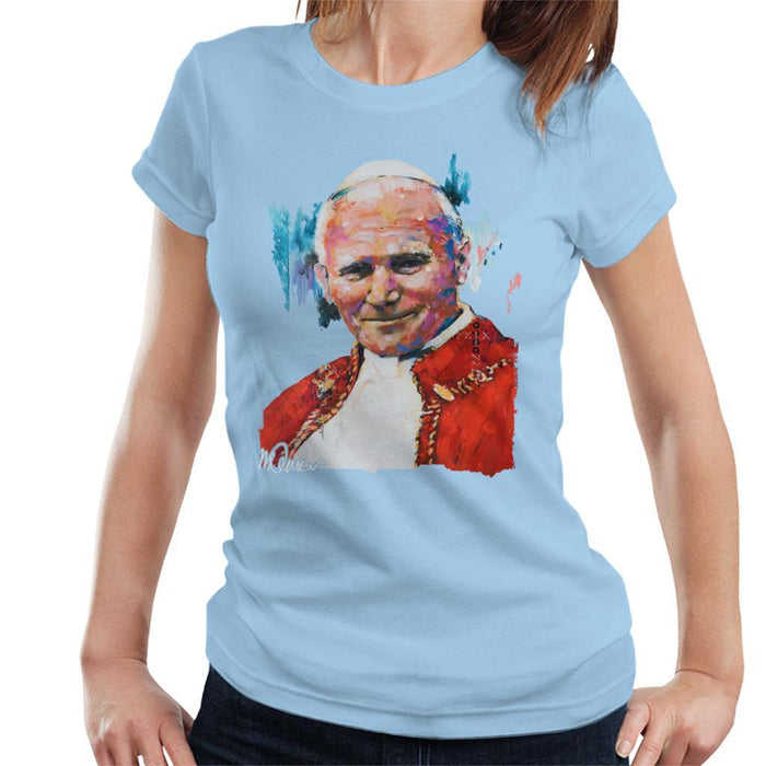Sidney Maurer Original Portrait Of Pope John Paul II Womens T-Shirt - Womens T-Shirt
