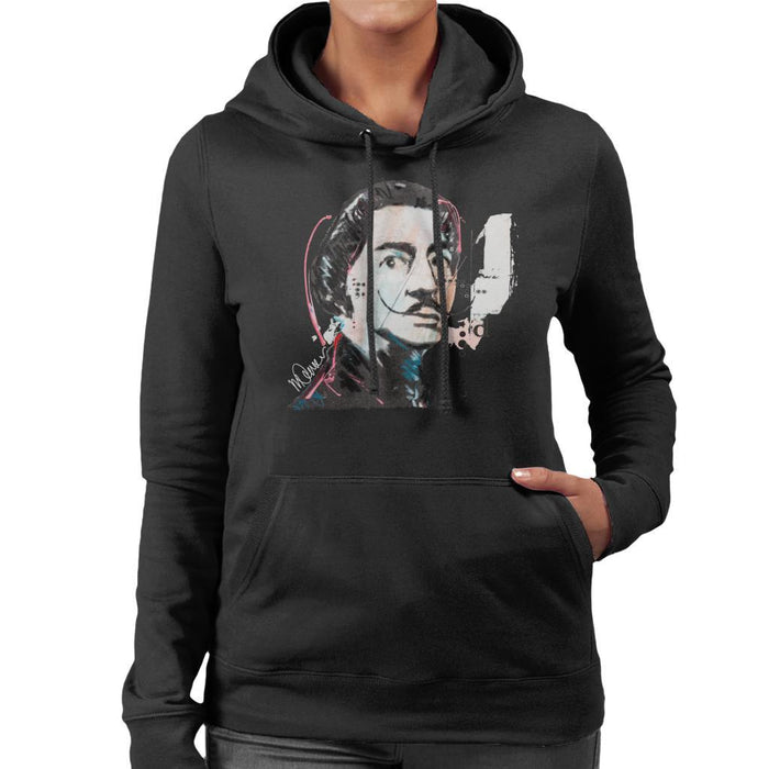 Sidney Maurer Original Portrait Of Salvador Dali Womens Hooded Sweatshirt - Womens Hooded Sweatshirt
