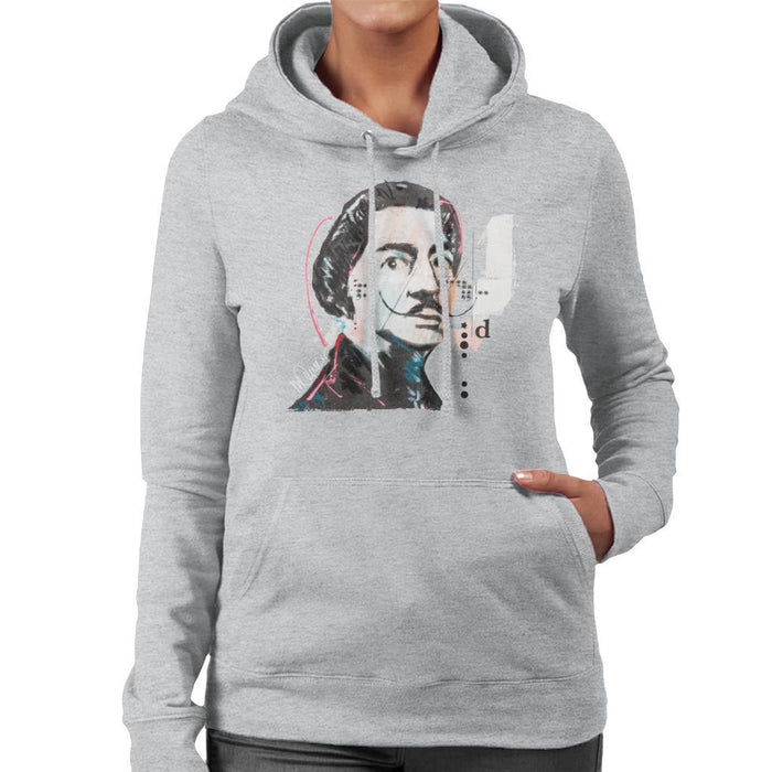 Sidney Maurer Original Portrait Of Salvador Dali Womens Hooded Sweatshirt - Womens Hooded Sweatshirt