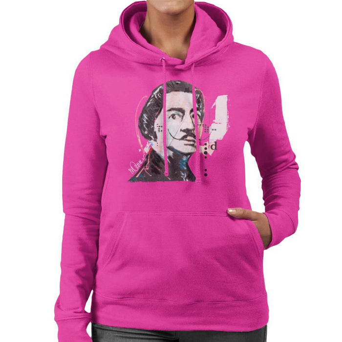 Sidney Maurer Original Portrait Of Salvador Dali Womens Hooded Sweatshirt - Womens Hooded Sweatshirt