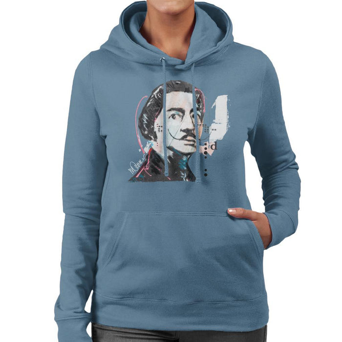 Sidney Maurer Original Portrait Of Salvador Dali Womens Hooded Sweatshirt - Womens Hooded Sweatshirt