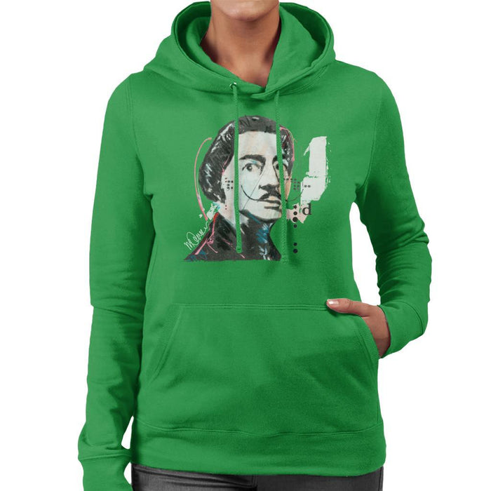 Sidney Maurer Original Portrait Of Salvador Dali Womens Hooded Sweatshirt - Womens Hooded Sweatshirt