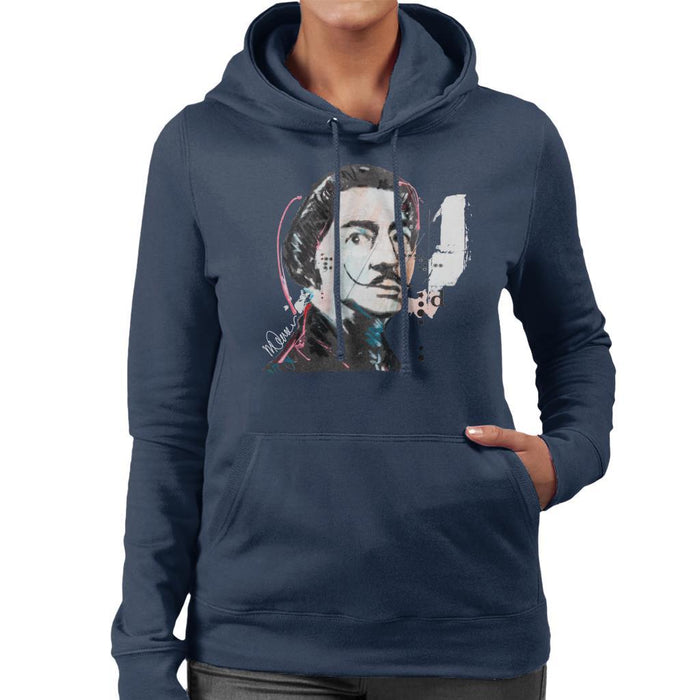 Sidney Maurer Original Portrait Of Salvador Dali Womens Hooded Sweatshirt - Womens Hooded Sweatshirt