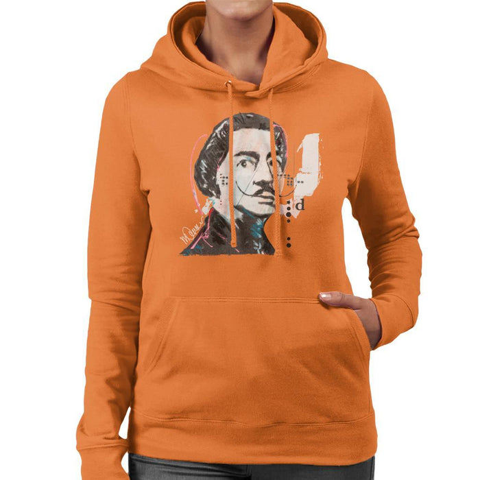 Sidney Maurer Original Portrait Of Salvador Dali Womens Hooded Sweatshirt - Womens Hooded Sweatshirt