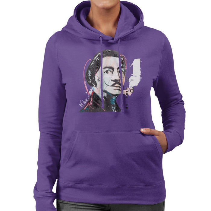 Sidney Maurer Original Portrait Of Salvador Dali Womens Hooded Sweatshirt - Womens Hooded Sweatshirt