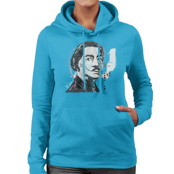 Sidney Maurer Original Portrait Of Salvador Dali Womens Hooded Sweatshirt - Womens Hooded Sweatshirt