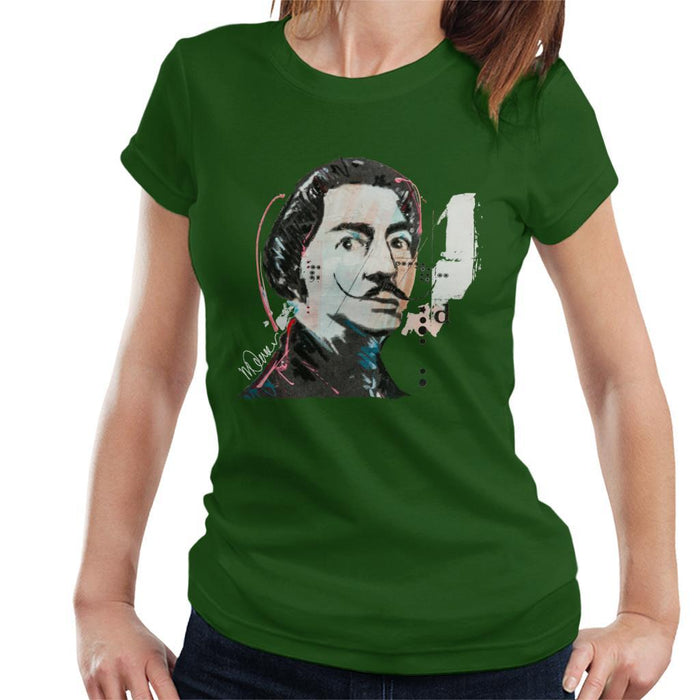 Sidney Maurer Original Portrait Of Salvador Dali Womens T-Shirt - Womens T-Shirt