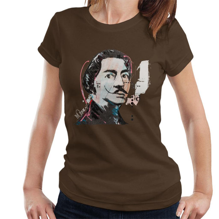 Sidney Maurer Original Portrait Of Salvador Dali Womens T-Shirt - Womens T-Shirt