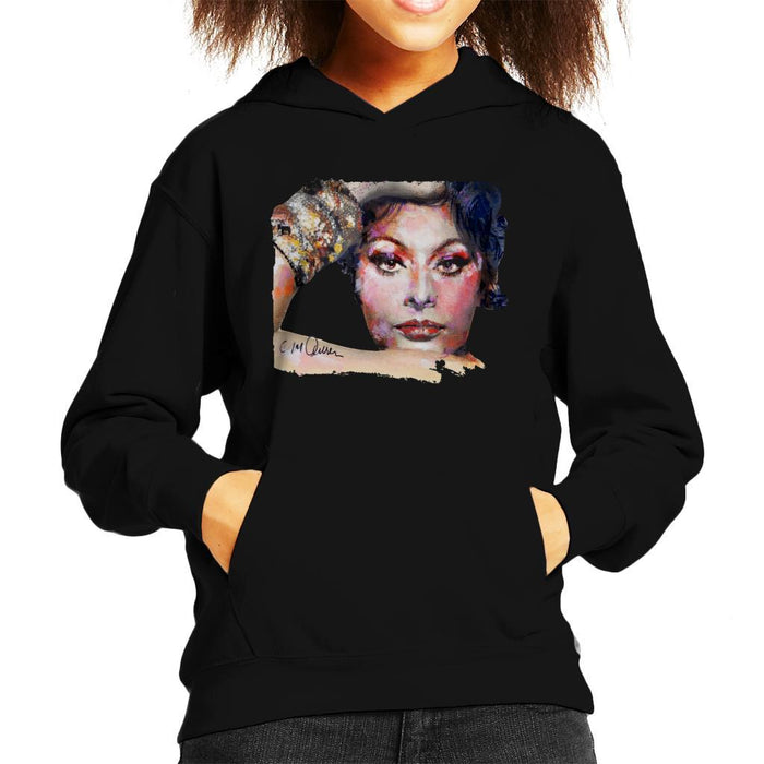 Sidney Maurer Original Portrait Of Sophia Loren Kids Hooded Sweatshirt - Kids Boys Hooded Sweatshirt
