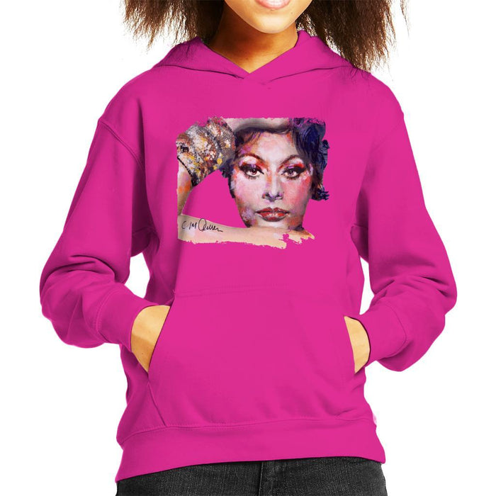 Sidney Maurer Original Portrait Of Sophia Loren Kids Hooded Sweatshirt - Kids Boys Hooded Sweatshirt