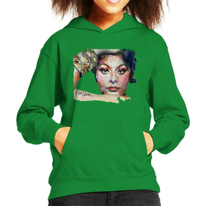 Sidney Maurer Original Portrait Of Sophia Loren Kids Hooded Sweatshirt - Kids Boys Hooded Sweatshirt