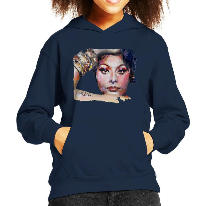 Sidney Maurer Original Portrait Of Sophia Loren Kids Hooded Sweatshirt - Kids Boys Hooded Sweatshirt