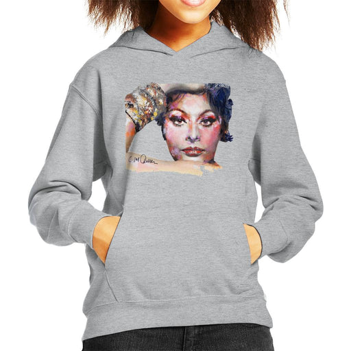 Sidney Maurer Original Portrait Of Sophia Loren Kids Hooded Sweatshirt - Kids Boys Hooded Sweatshirt