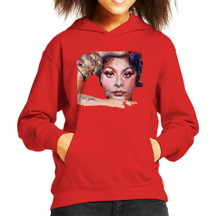 Sidney Maurer Original Portrait Of Sophia Loren Kids Hooded Sweatshirt - Kids Boys Hooded Sweatshirt
