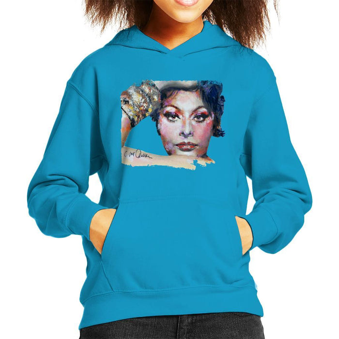 Sidney Maurer Original Portrait Of Sophia Loren Kids Hooded Sweatshirt - Kids Boys Hooded Sweatshirt