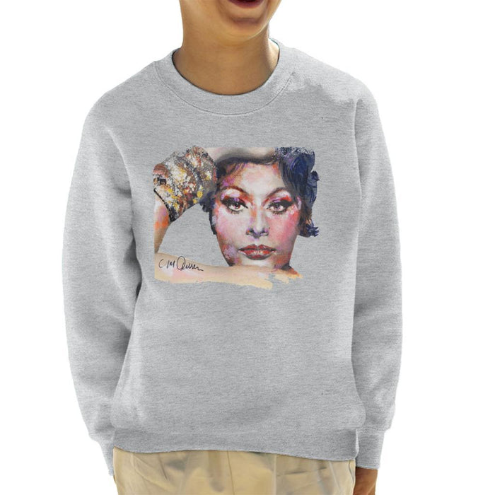 Sidney Maurer Original Portrait Of Sophia Loren Kids Sweatshirt - Kids Boys Sweatshirt
