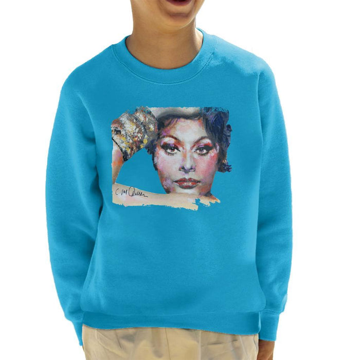 Sidney Maurer Original Portrait Of Sophia Loren Kids Sweatshirt - Kids Boys Sweatshirt