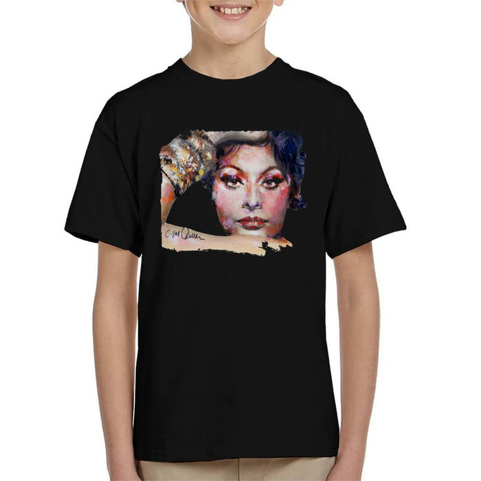 Sidney Maurer Original Portrait Of Sophia Loren Kids T-Shirt - Kids Boys T-Shirt