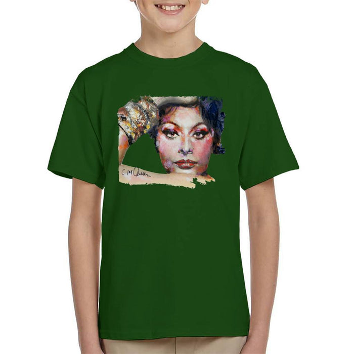 Sidney Maurer Original Portrait Of Sophia Loren Kids T-Shirt - Kids Boys T-Shirt
