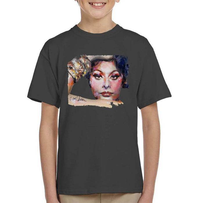 Sidney Maurer Original Portrait Of Sophia Loren Kids T-Shirt - Kids Boys T-Shirt