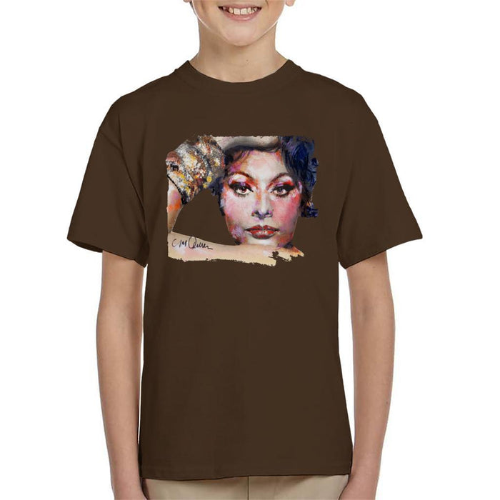 Sidney Maurer Original Portrait Of Sophia Loren Kids T-Shirt - Kids Boys T-Shirt