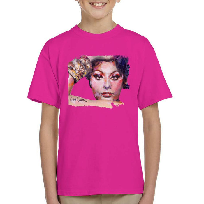 Sidney Maurer Original Portrait Of Sophia Loren Kids T-Shirt - Kids Boys T-Shirt