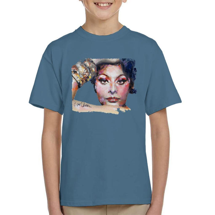 Sidney Maurer Original Portrait Of Sophia Loren Kids T-Shirt - Kids Boys T-Shirt