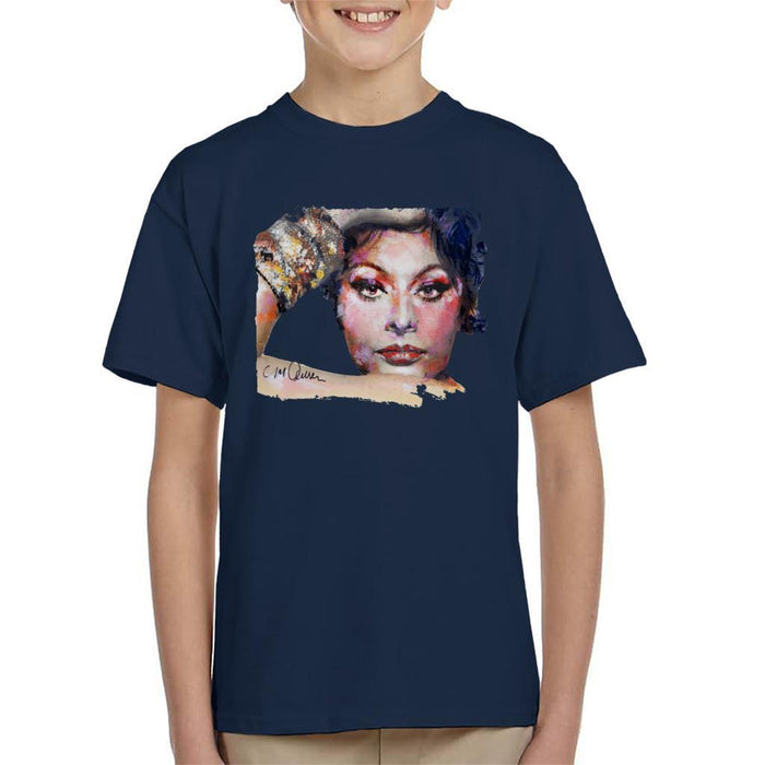 Sidney Maurer Original Portrait Of Sophia Loren Kids T-Shirt - Kids Boys T-Shirt