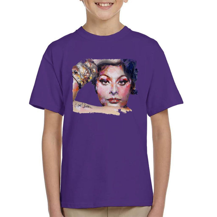 Sidney Maurer Original Portrait Of Sophia Loren Kids T-Shirt - Kids Boys T-Shirt