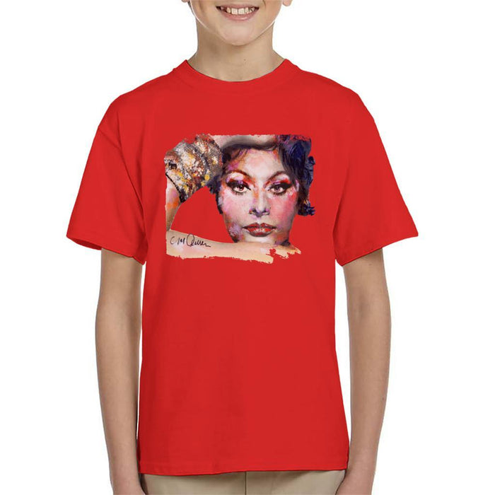 Sidney Maurer Original Portrait Of Sophia Loren Kids T-Shirt - Kids Boys T-Shirt