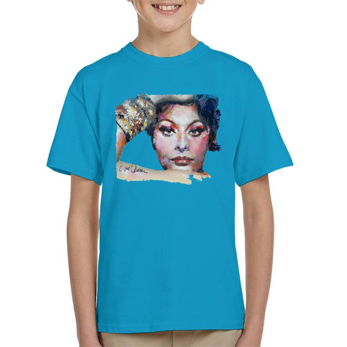 Sidney Maurer Original Portrait Of Sophia Loren Kids T-Shirt - Kids Boys T-Shirt
