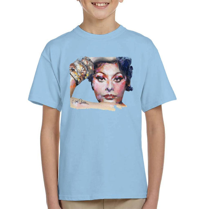 Sidney Maurer Original Portrait Of Sophia Loren Kids T-Shirt - Kids Boys T-Shirt