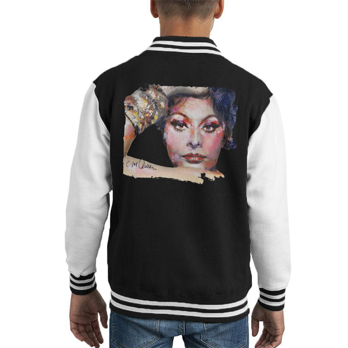 Sidney Maurer Original Portrait Of Sophia Loren Kids Varsity Jacket - Kids Boys Varsity Jacket