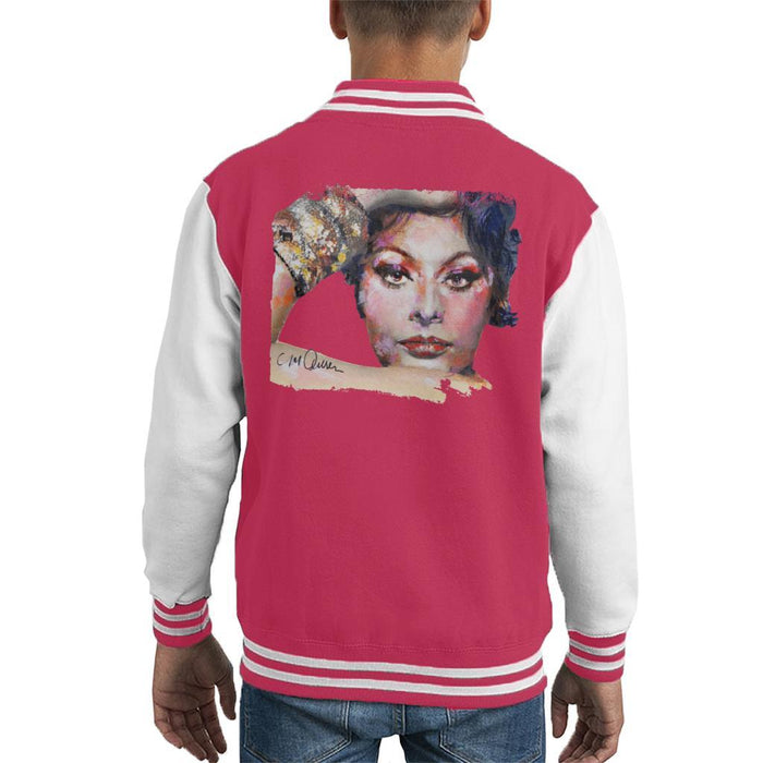Sidney Maurer Original Portrait Of Sophia Loren Kids Varsity Jacket - Kids Boys Varsity Jacket