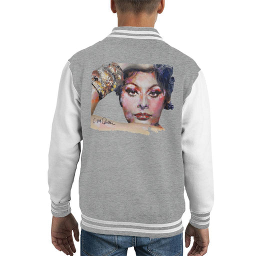 Sidney Maurer Original Portrait Of Sophia Loren Kids Varsity Jacket - Kids Boys Varsity Jacket