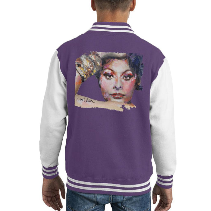 Sidney Maurer Original Portrait Of Sophia Loren Kids Varsity Jacket - Kids Boys Varsity Jacket