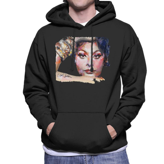 Sidney Maurer Original Portrait Of Sophia Loren Mens Hooded Sweatshirt - Mens Hooded Sweatshirt