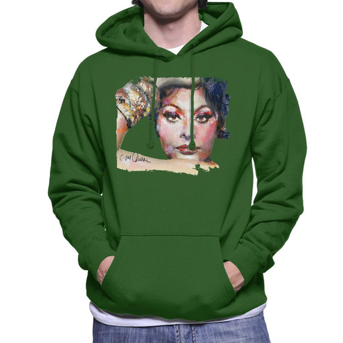 Sidney Maurer Original Portrait Of Sophia Loren Mens Hooded Sweatshirt - Mens Hooded Sweatshirt
