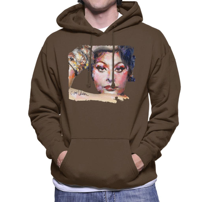 Sidney Maurer Original Portrait Of Sophia Loren Mens Hooded Sweatshirt - Mens Hooded Sweatshirt