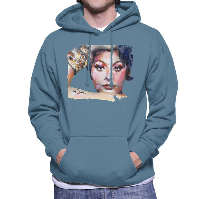 Sidney Maurer Original Portrait Of Sophia Loren Mens Hooded Sweatshirt - Mens Hooded Sweatshirt