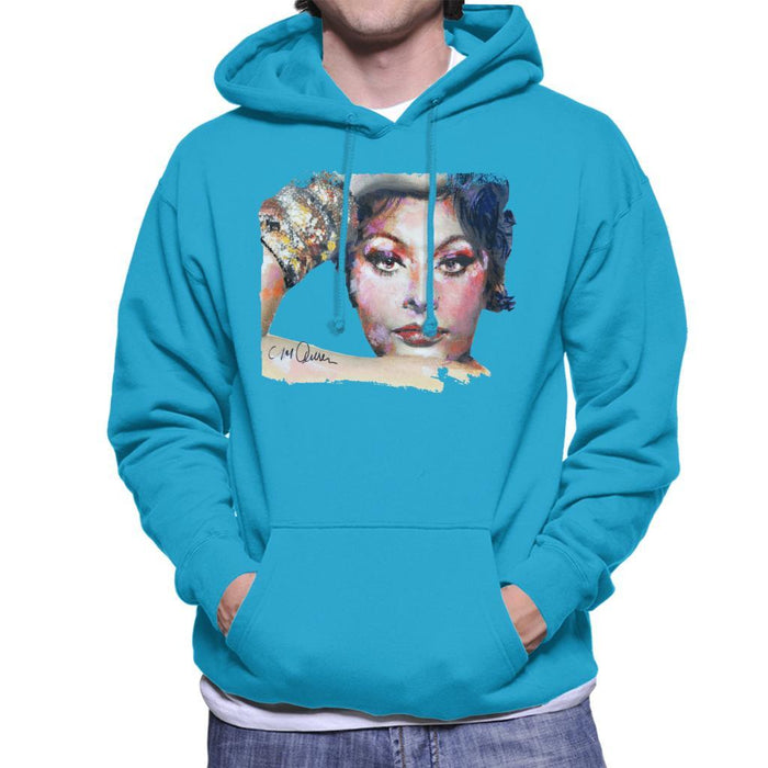 Sidney Maurer Original Portrait Of Sophia Loren Mens Hooded Sweatshirt - Mens Hooded Sweatshirt