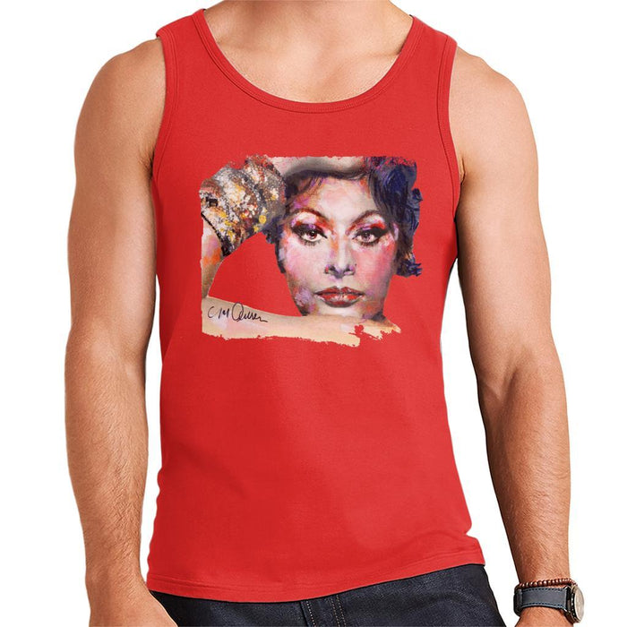 Sidney Maurer Original Portrait Of Sophia Loren Mens Vest - Small / Red - Mens Vest