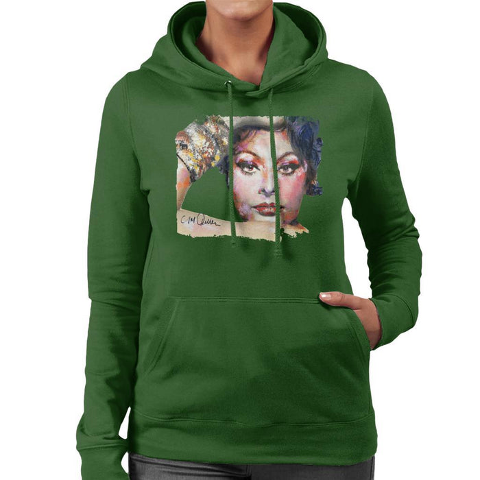 Sidney Maurer Original Portrait Of Sophia Loren Womens Hooded Sweatshirt - Womens Hooded Sweatshirt