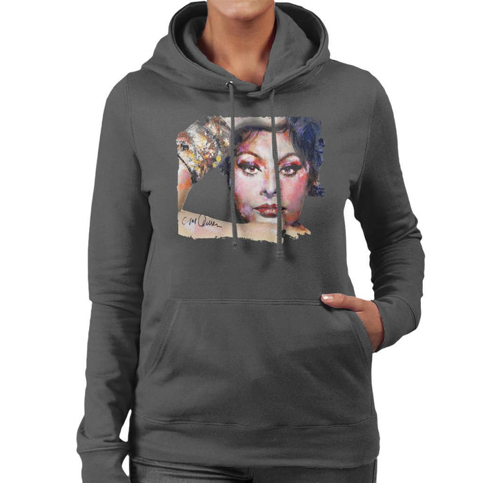 Sidney Maurer Original Portrait Of Sophia Loren Womens Hooded Sweatshirt - Womens Hooded Sweatshirt