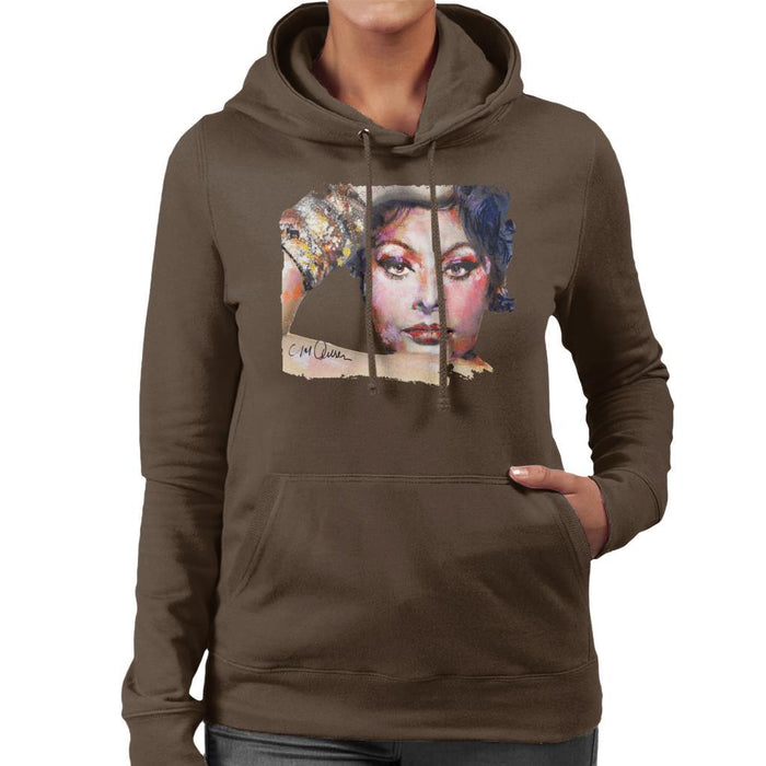 Sidney Maurer Original Portrait Of Sophia Loren Womens Hooded Sweatshirt - Womens Hooded Sweatshirt