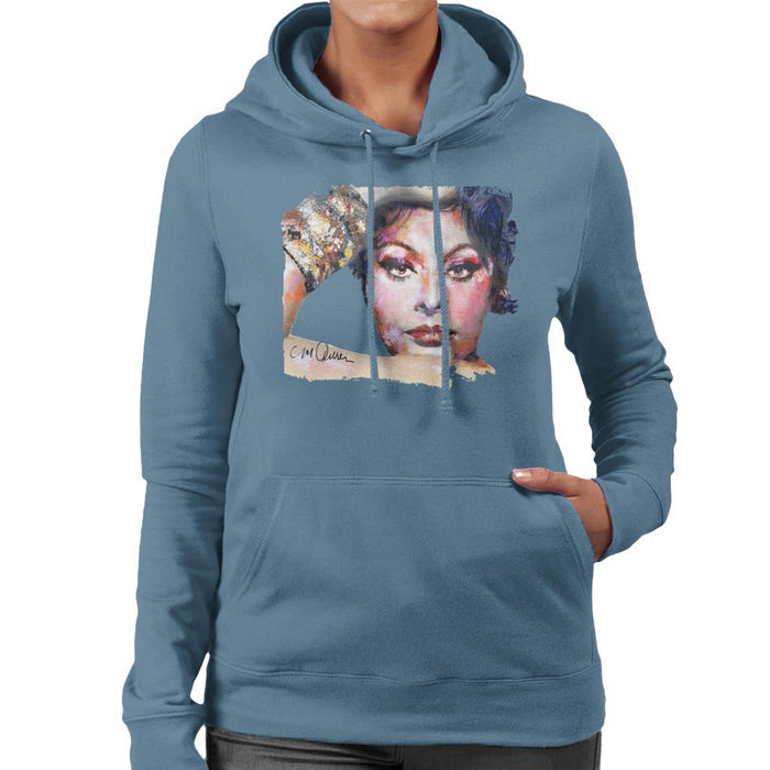 Sidney Maurer Original Portrait Of Sophia Loren Womens Hooded Sweatshirt - Womens Hooded Sweatshirt